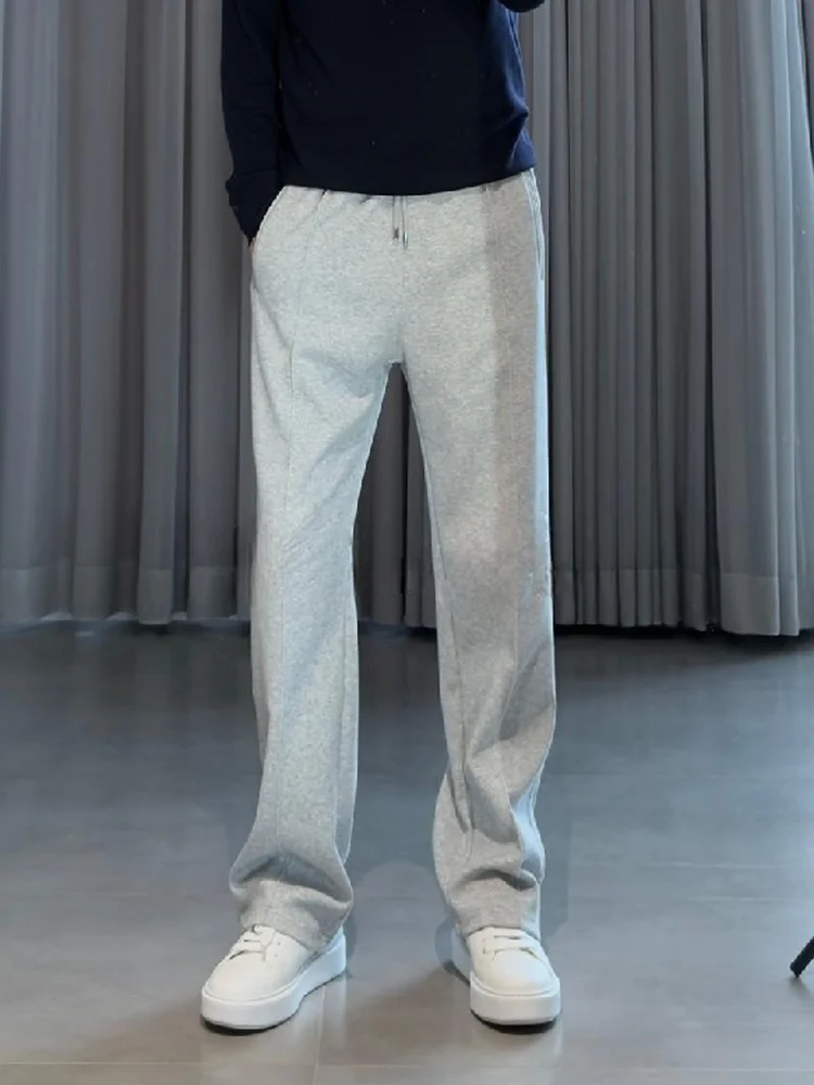 

Мужские повседневные спортивные брюки прямого кроя для осени и зимы, премиум-класса, свободного кроя, роскошные, простые, длинные, из футера