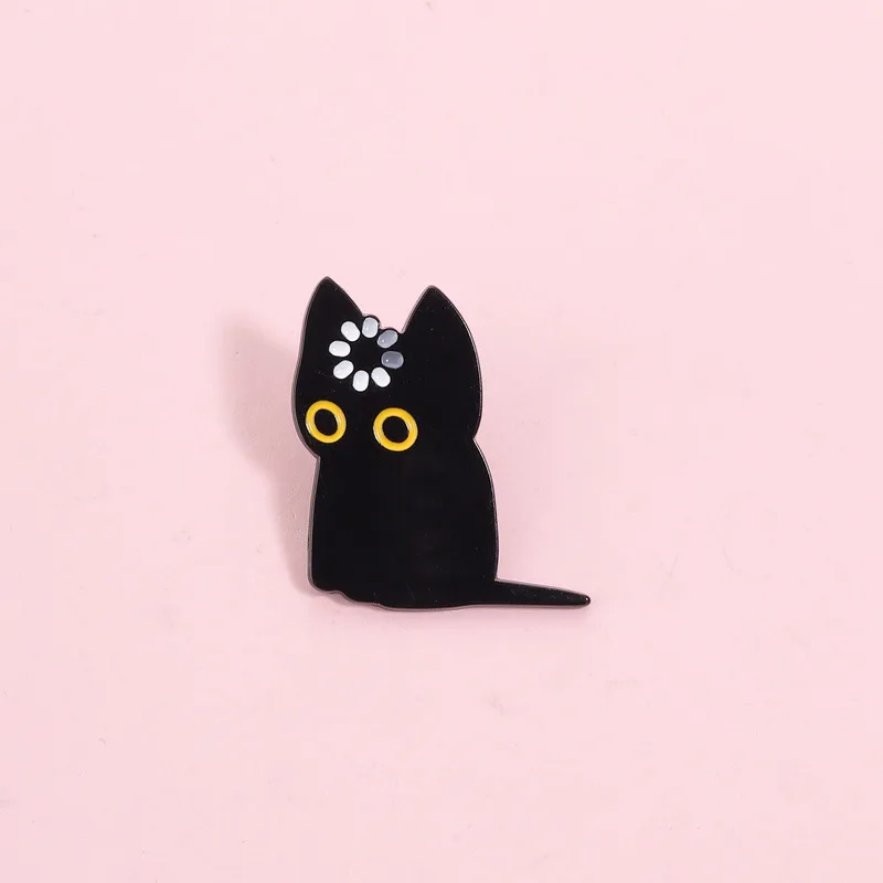 Cartoon Creative Cute Sleepwalking Black Cat Brooch Metal Enamel Pin Badge Fashion Gift for Unisex DIY Bags Clothing Accessory