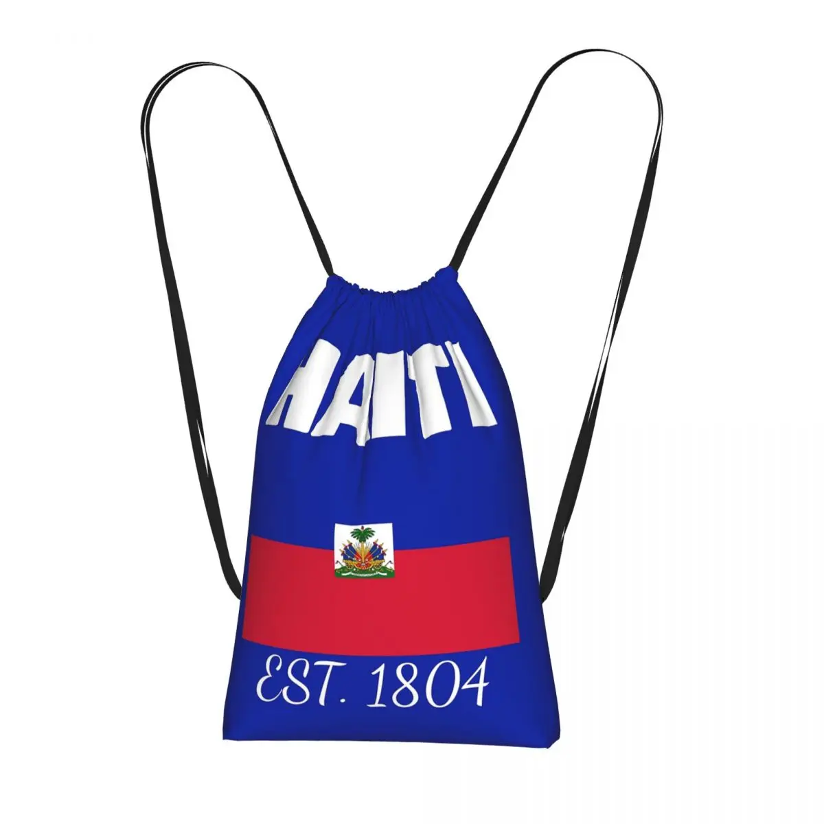 Haiti EST. 1804 Independence Haitian Flag Drawstring Backpack Sports Gym Bag Portable Travel Drawstring Bag for Men Women