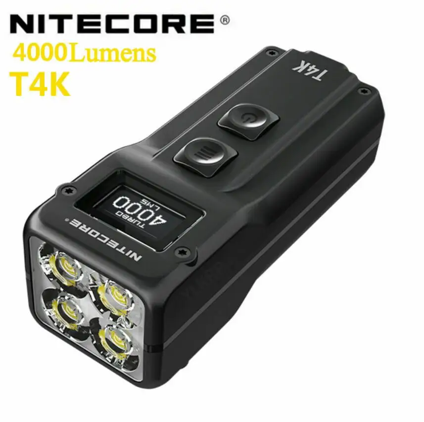 NITECORE T4K Torch XP-L2 V6 4000 Lumens Quad-Core Intelligent LED Flashlight Rechargeable Keychain Light Use USB-C Charging