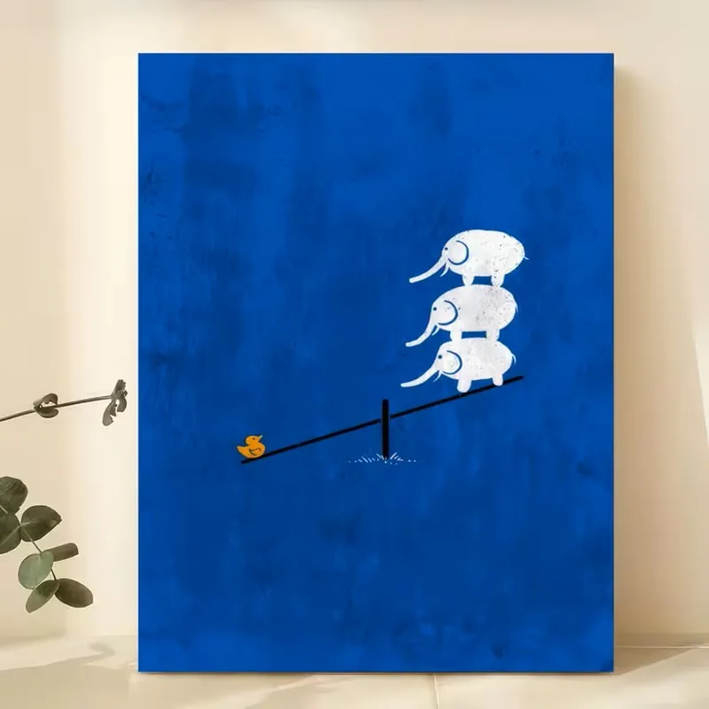 

The Blue Elephant Wall Art Canvas Prints Home Decoration Animal Posters A Modern Decorative Art Style Living Rooms Bedrooms