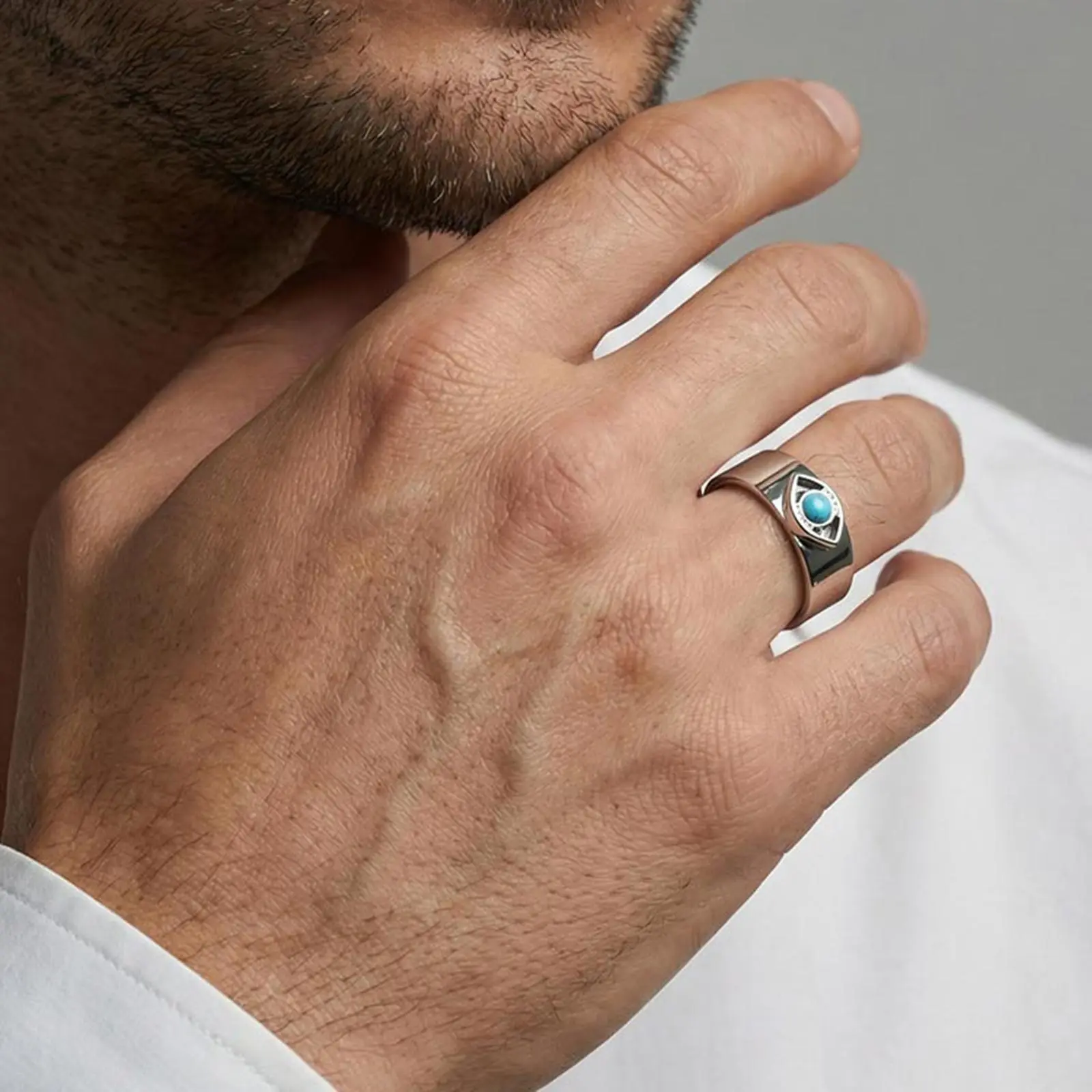 

Classic Evil Eye Rings For Men Women, Stainless Steel Personalization Open Adjsutable Finger Ring Jewelry Gift Hip Hop Handmade