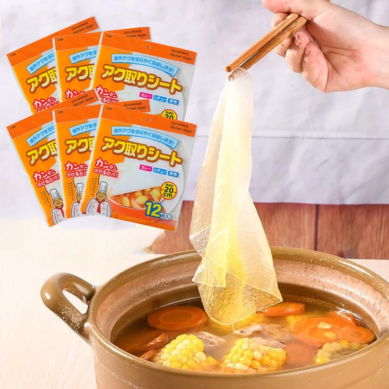 24pcs Disposable Soup Oil Absorbing Paper Food Soup Blotting Oil Health Filter Paper Food Grade Kitchen Gadgets Accessorie