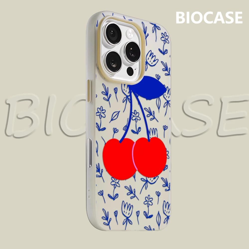 حافظة لهاتف آيفون 17 من Cherry Blossom Breeze لهاتف آيفون 16 برو ماكس 15 14 13 12 Plus غطاء حلوى مزدوج الطبقة