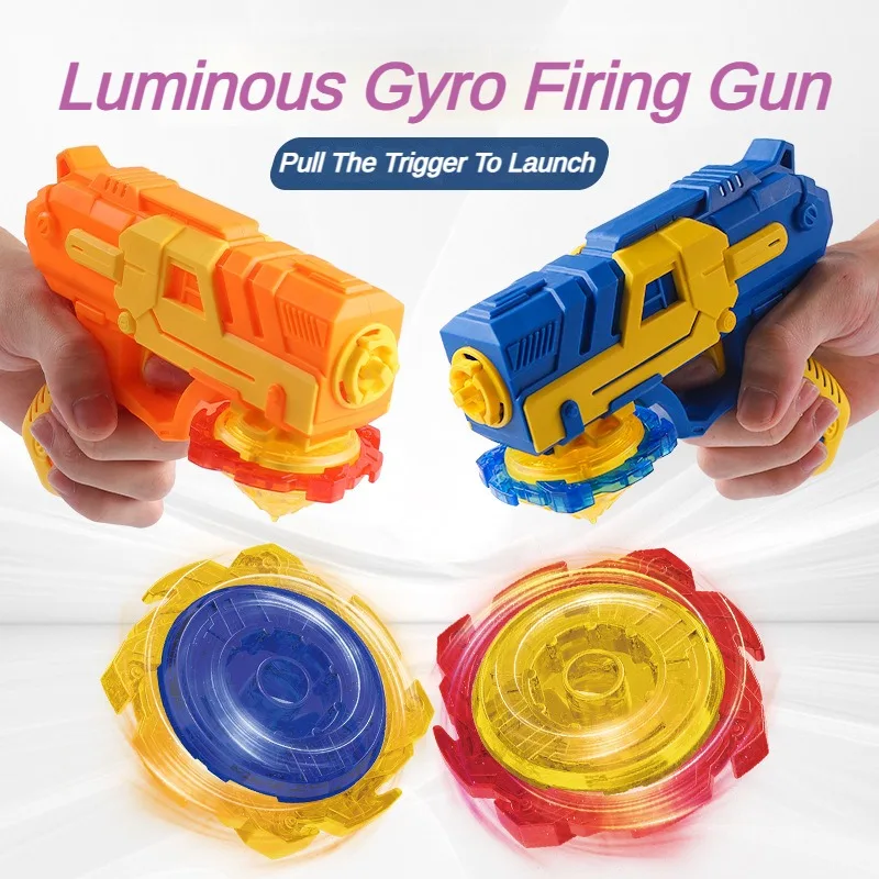 Glowing Gyro-launching Pistol Funny Long-lasting Dual Mode Flashing Spinning Top Outdoor Play With Friends Toys for Boy Gifts