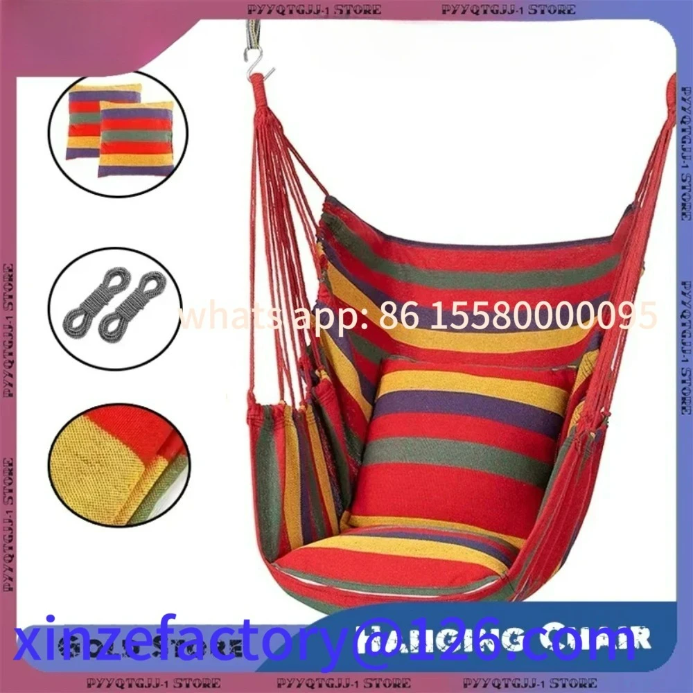 

Customizable 200KG Capacity Stripes Canvas Hammock Chair Thick for Garden Swing Seat Patio Camping Beach Dormitory Leisure