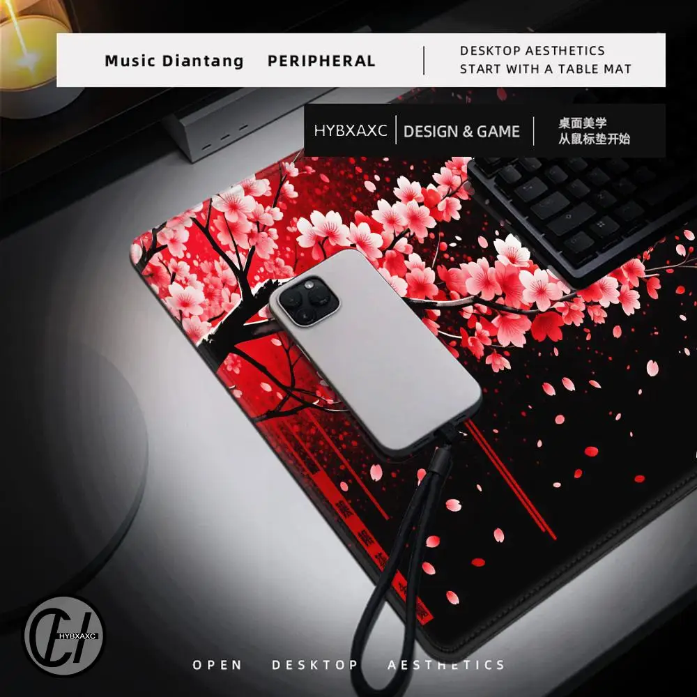 Traditional Chinese Floral Art Large Mousepad Non‑Slip Rubber Base Waterproof Desk Mat For Gaming Working Laptop Keyboard