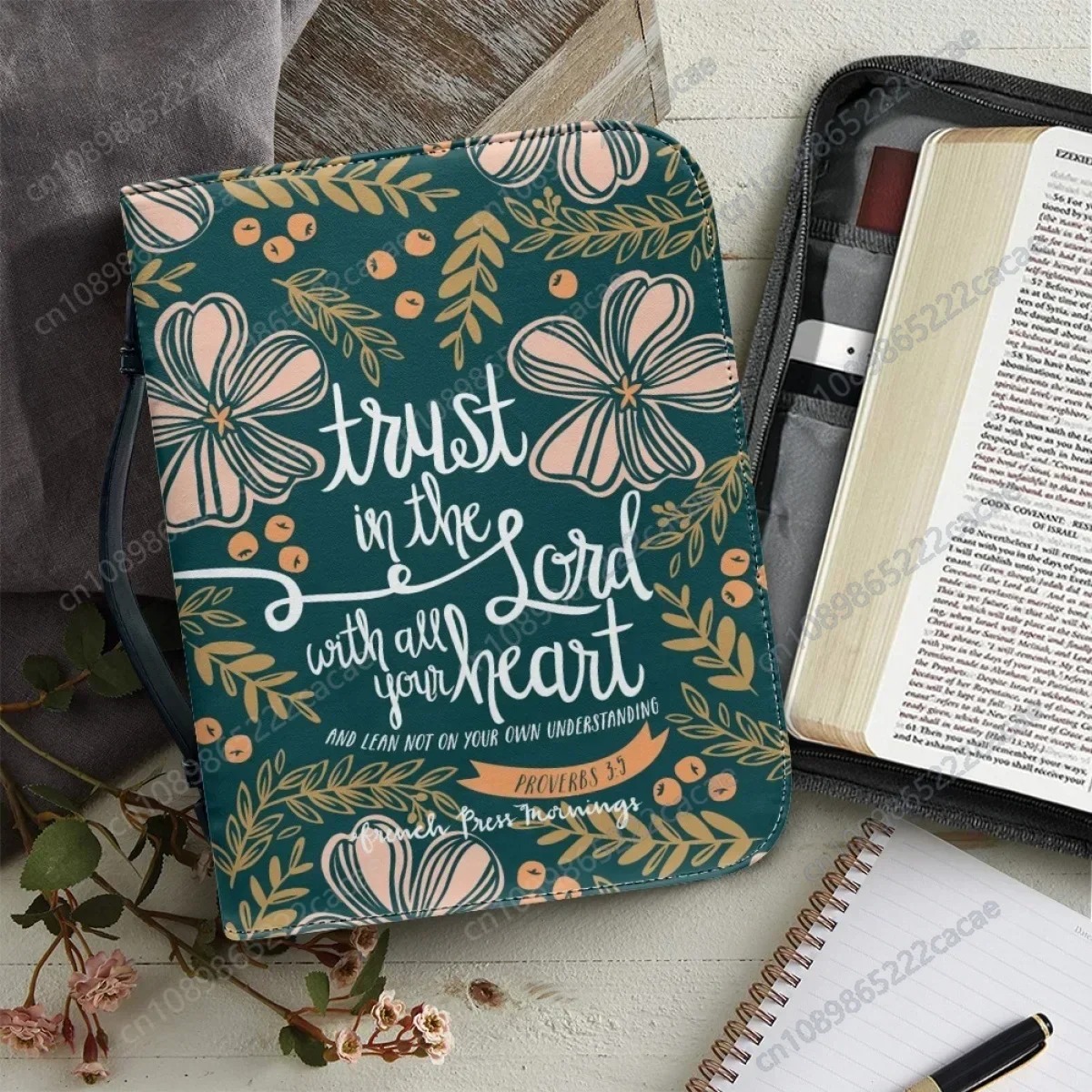 Women's Handbags Genuine Leather Bible Cover Case Bible Hymns Printing Scripture Carrying Book Case Vintage Bible Storage Bags