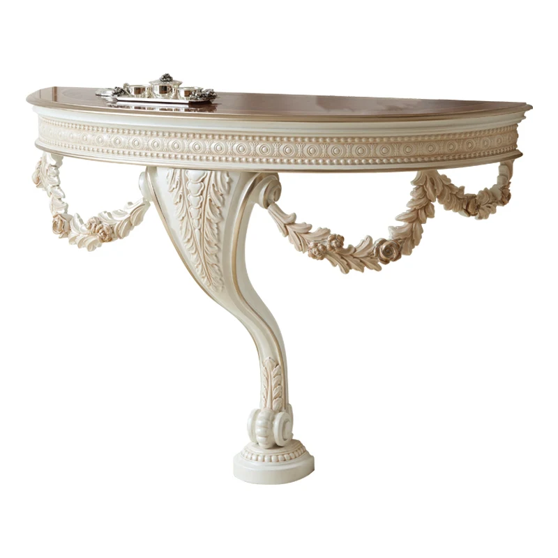 

Classical French palace style entrance solid wood European shelf hand-carved art small corner table