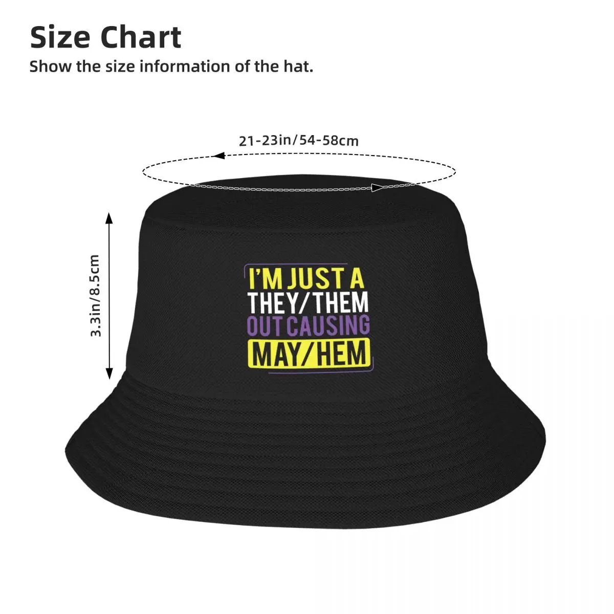 They Them Out Causing Mayhem Funny Non Binary Bucket Hat Hood fishing hat Hats Baseball Cap Military Cap Man Men's Cap Women's