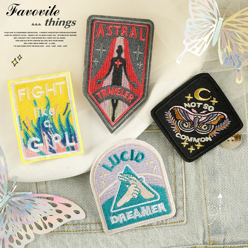 

Creative Embroidery Patches Artistic Iron on Cloth Stickers Badges DIY Clothing Bags Hats Accessories Boy Girl Personalized Sign