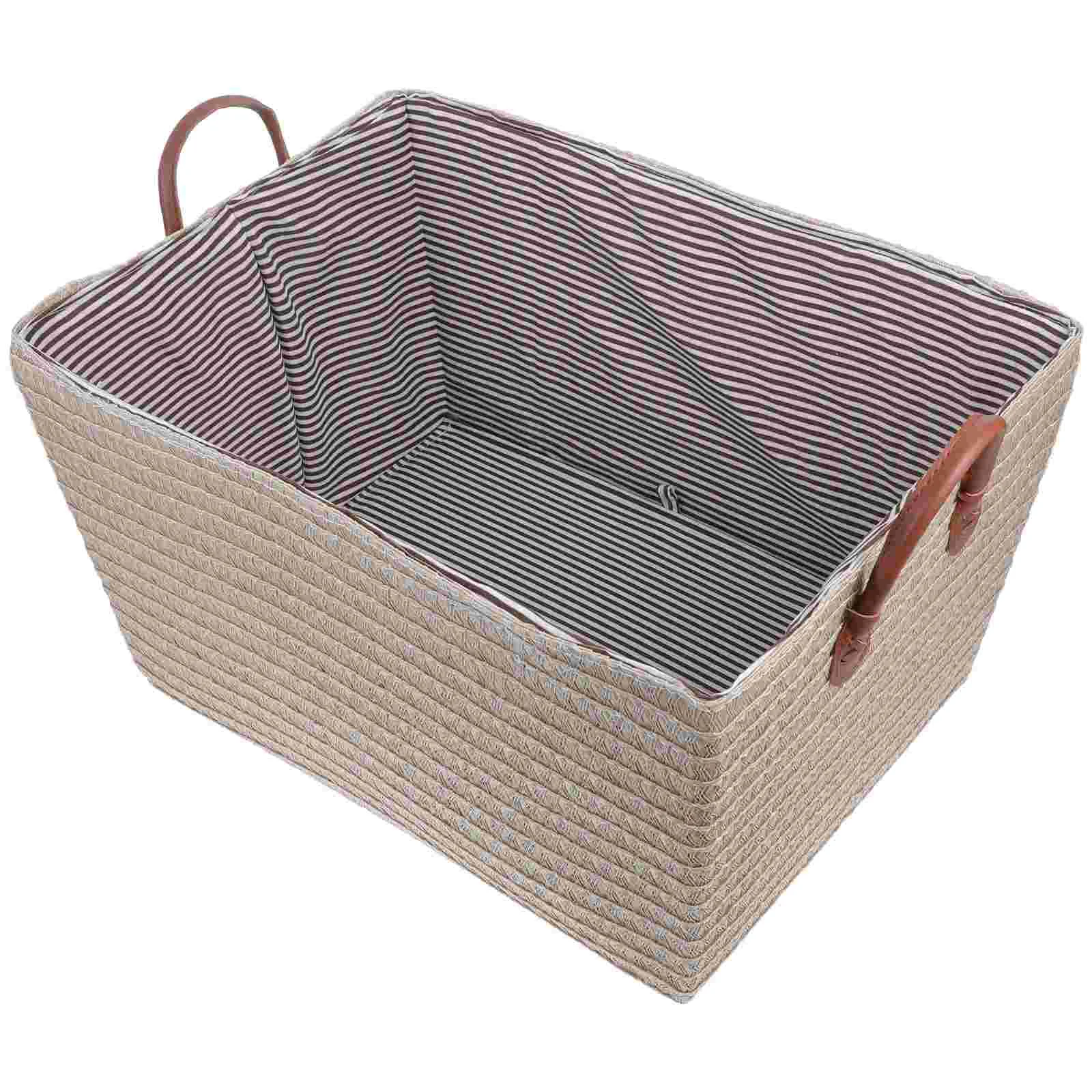 

Rattan Storage Basket Toy Woven Laundry Bins Collapsible Baskets Box Wicker Pp Cotton Rope Small with Handle Baby Toys