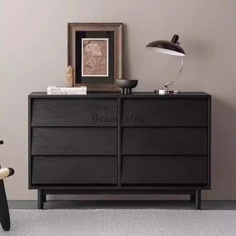 

LD33Nordic Solid Wood Storage Cabinet Japanese Style Mid-Ancient Living Room Bedroom Storage Side Cabinet