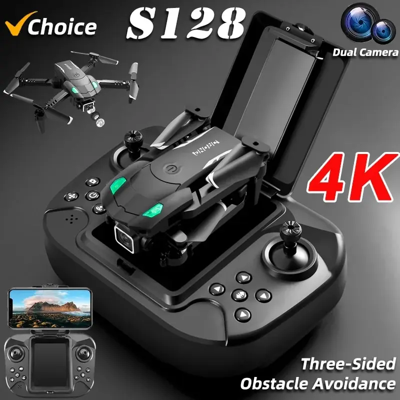 New S128 Mini Drone 4K Professional HD Dual Camera Three-Sided Obstacle Avoidance Air Pressure Fixed Height Foldable Quadcopter