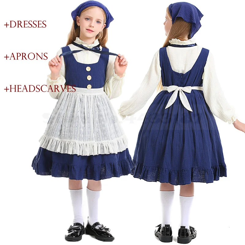 Disfraz de Cosplay de La Petite Marchande D'allumettes para niña, dulce vestido Lolita, estilo Pastoral Retro, vestido de sirvienta de granja, Halloween