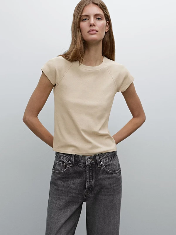 Cómoda camiseta redonda Ne ort Sve para mujer Basic Sle Color puro Diseño simple Primavera Verano Nueva llegada MD Mujer...