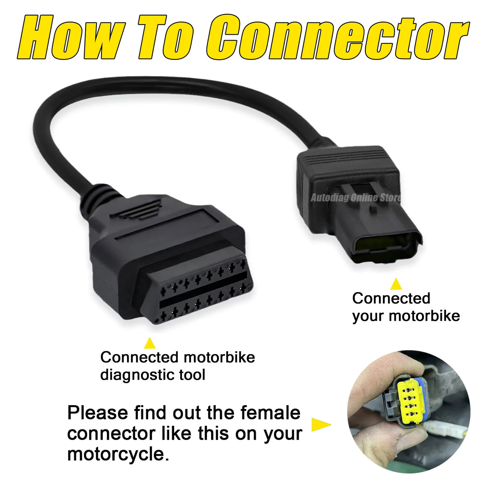 OBD2 Adapter Cable For Ducati 4 Pin OBD Diagnostic Connector For Monster, Hypermotard, Panigale, Diavel, Multistrada Motorcycle