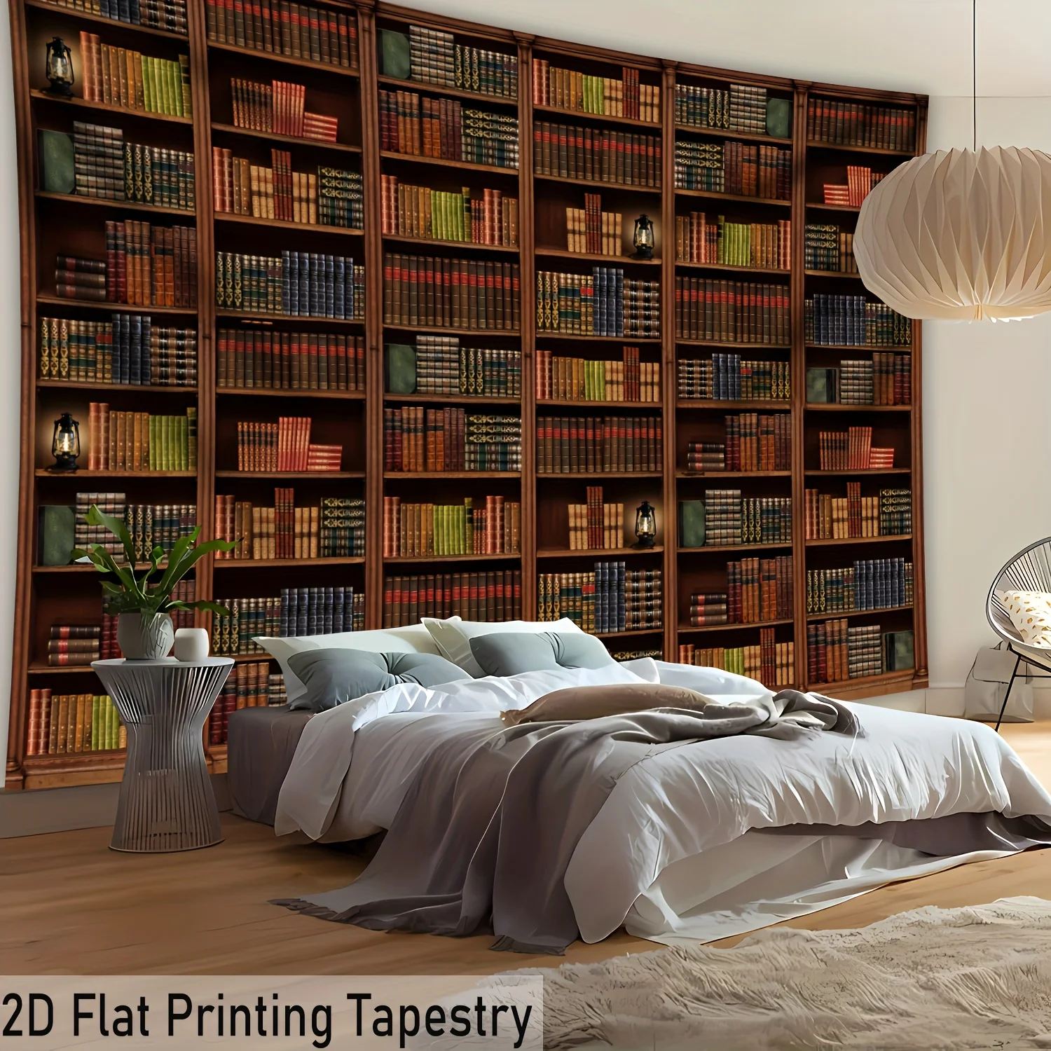 Large Bookshelf Tapestry Mural Wall Art Print Decor Academic Library Bookstore Canvas Wall Hanging Bedroom Living Room Decoratio