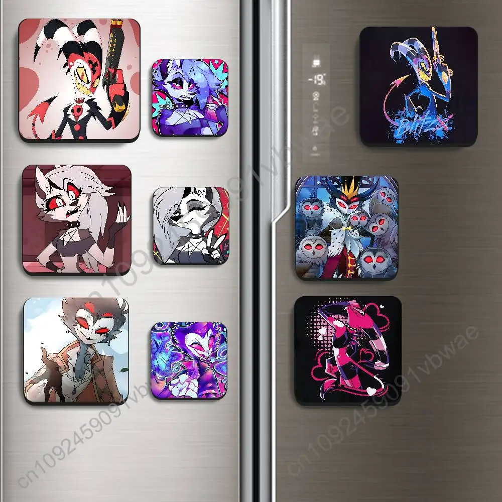 

Loona Blitzo Stolas Helluva Boss Black Square Plastic Fridge Magnet, for Magnetic Sticker No Trace Left, Durable Smooth Textured