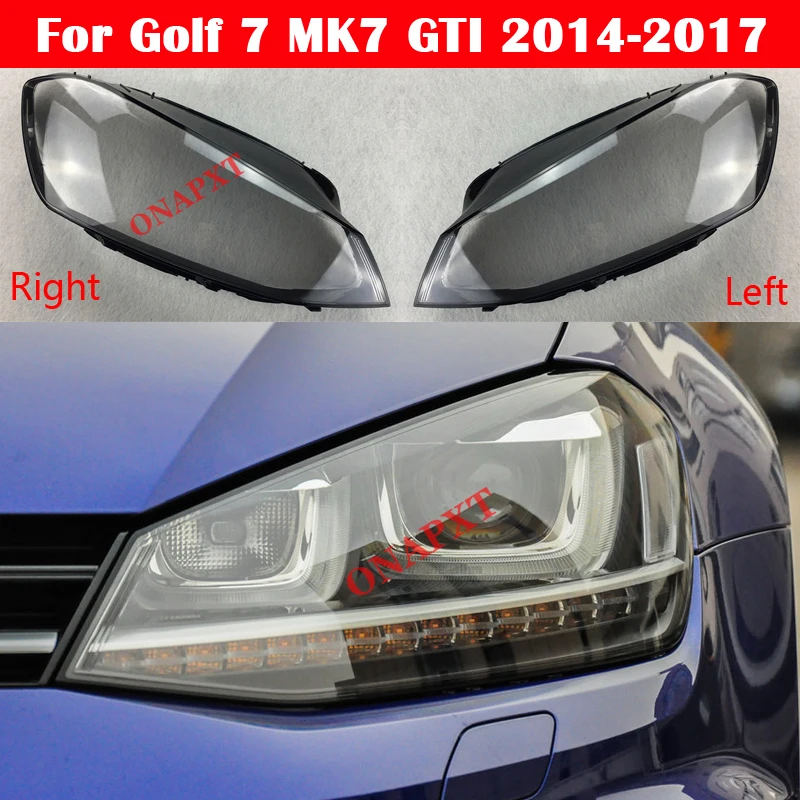Automatyczne światło czapki dla Volkswagen Golf 7 VW MK7 GTI 2014-2017 reflektor samochodowy pokrywa światła z obudową szklany obiektyw abażur reflektor Shell