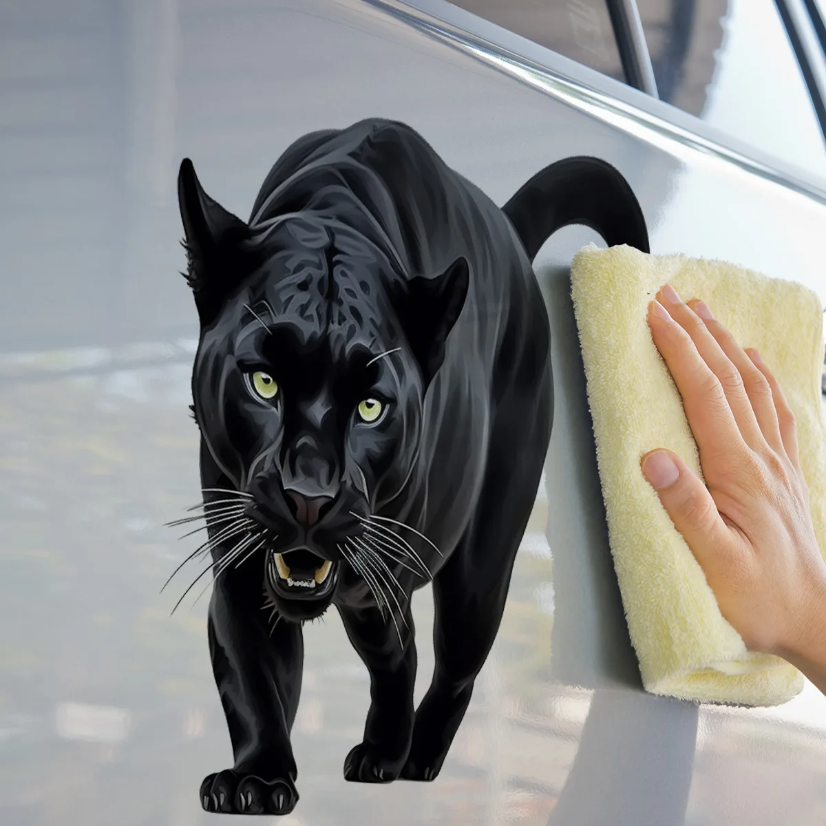 Creative Simulation 3D Three-dimensional Black Panther Car Stickers Window Stickers Living Room Background Decoration Art Decals