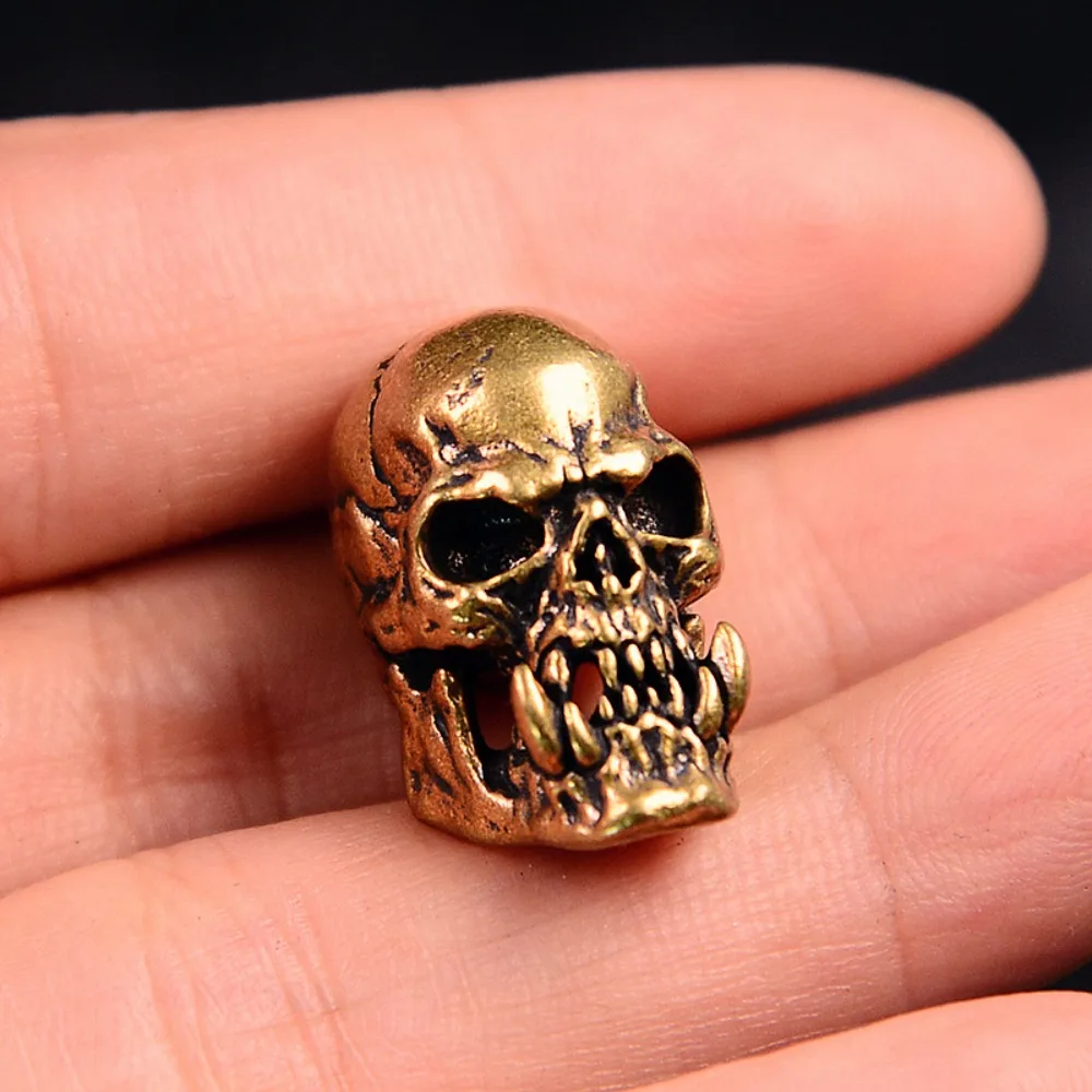 Vintage-Totenkopf mit Fangzähnen aus Messing, DIY-Schlüsselanhänger, Heimdekoration, Sammlerstücke, Geschenkzubehör – Detail 1