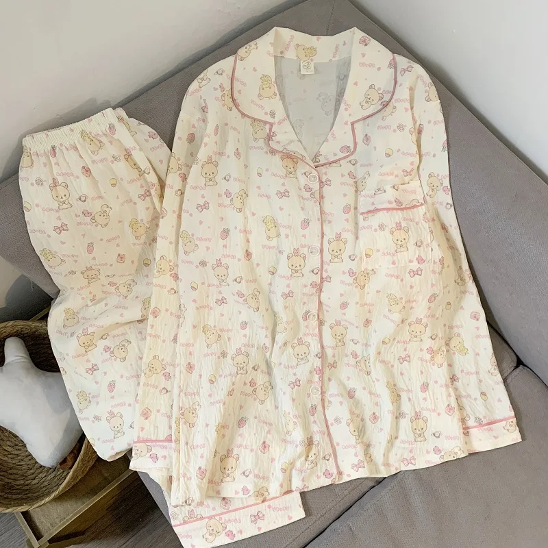 

M-5XL пижамный комплект больших размеров для женщин, осень-зима, милая одежда для сна больших размеров, женская удобная одежда для дома, женская домашняя одежда