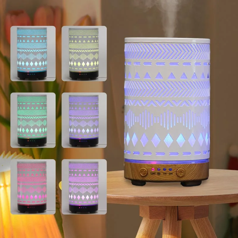 سطح المكتب ضوء الزخرفية ليلة السرير الجدول ضوء توقيت ناشر رائحة مرطب الهواء بالموجات فوق الصوتية مع أضواء LED 7 ألوان