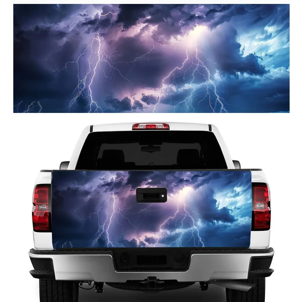 

Thunder Storm with Clouds Car Tail Trunk Protect Vinly Decal Auto Accessories DIY Hood Decoration Sticker for Off-road Pickup