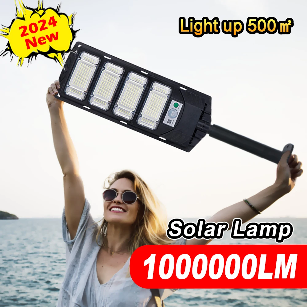 100000LM Super Alta Potência LED Lâmpada Solar 192 PCS LED Poderosa Luz de Parede Solar Para Jardim 8000mAh Bateria Grande Luz de Parede Solar