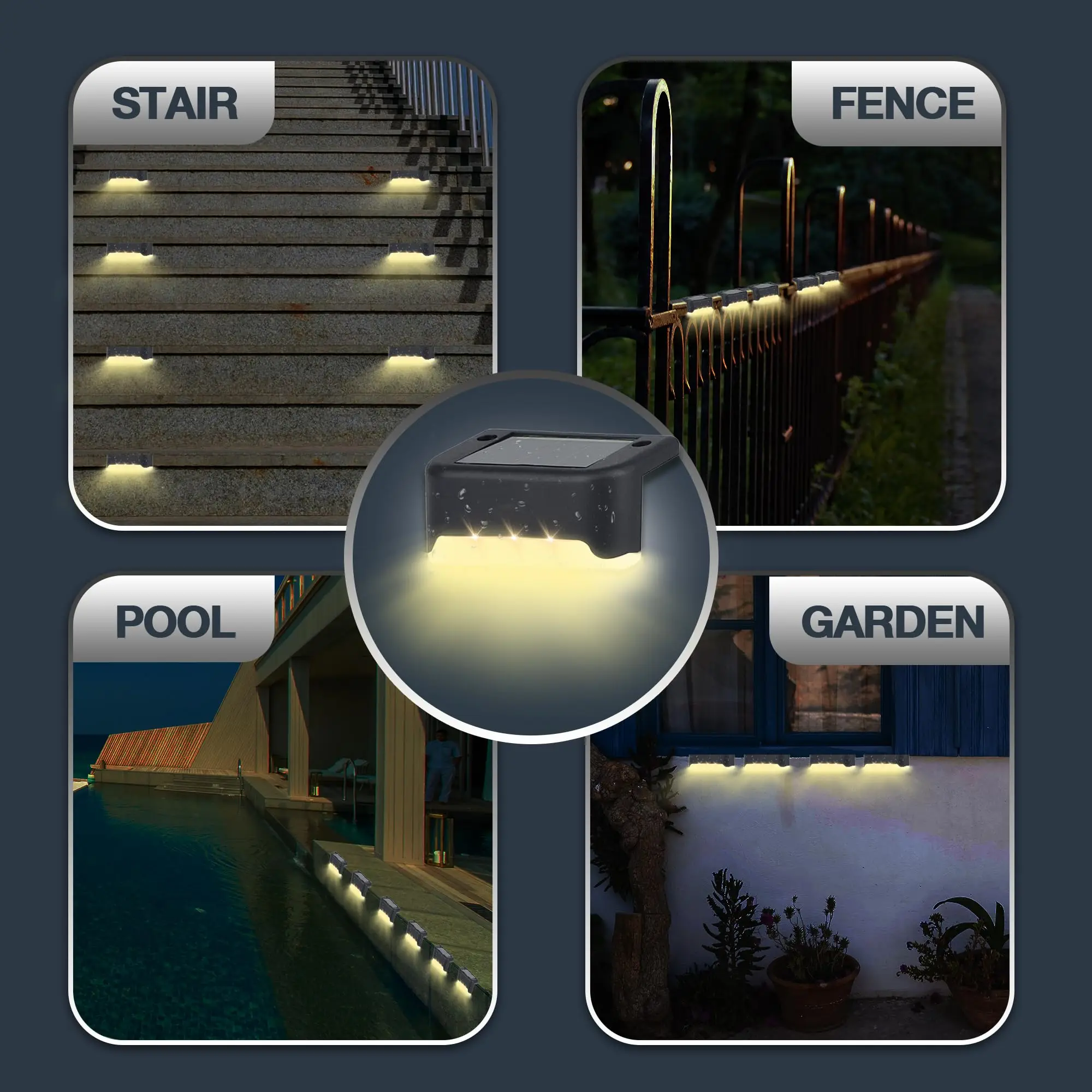 الطاقة الشمسية في الهواء الطلق خطوة ضوء في الهواء الطلق LED ضوء الشمس لخطوات الدرج الأسوار شرفة ساحات درابزين حديقة الفناء الخلفي مسارات خارجية #6