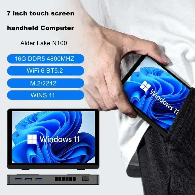 SZBOX 7 بوصة ألدر ليك N200/N150/N305 كمبيوتر صغير ويندوز 11 DDR5 NVMe SSD شاشة تعمل باللمس اللوحي WiFi6 BT5.2 سطح المكتب جيب الكمبيوتر