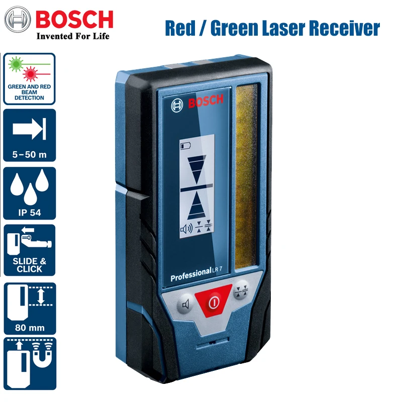 BOSCH LR7 Professional Laser Receiver Red Green Line Laser Level Accessories for GLL3-80C/GLL3-80CG/ GLL3-60XG Laser Level