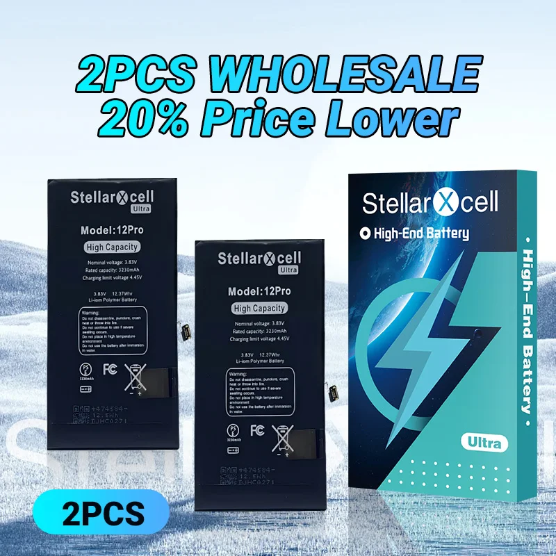 

2 шт. StellarXcell аккумулятор сверхвысокой емкости для iphone 7 8 Plus XS MAX XR 11 PRO 12 13 14 15 MINI оригинальный BMS Flex 7037 TI