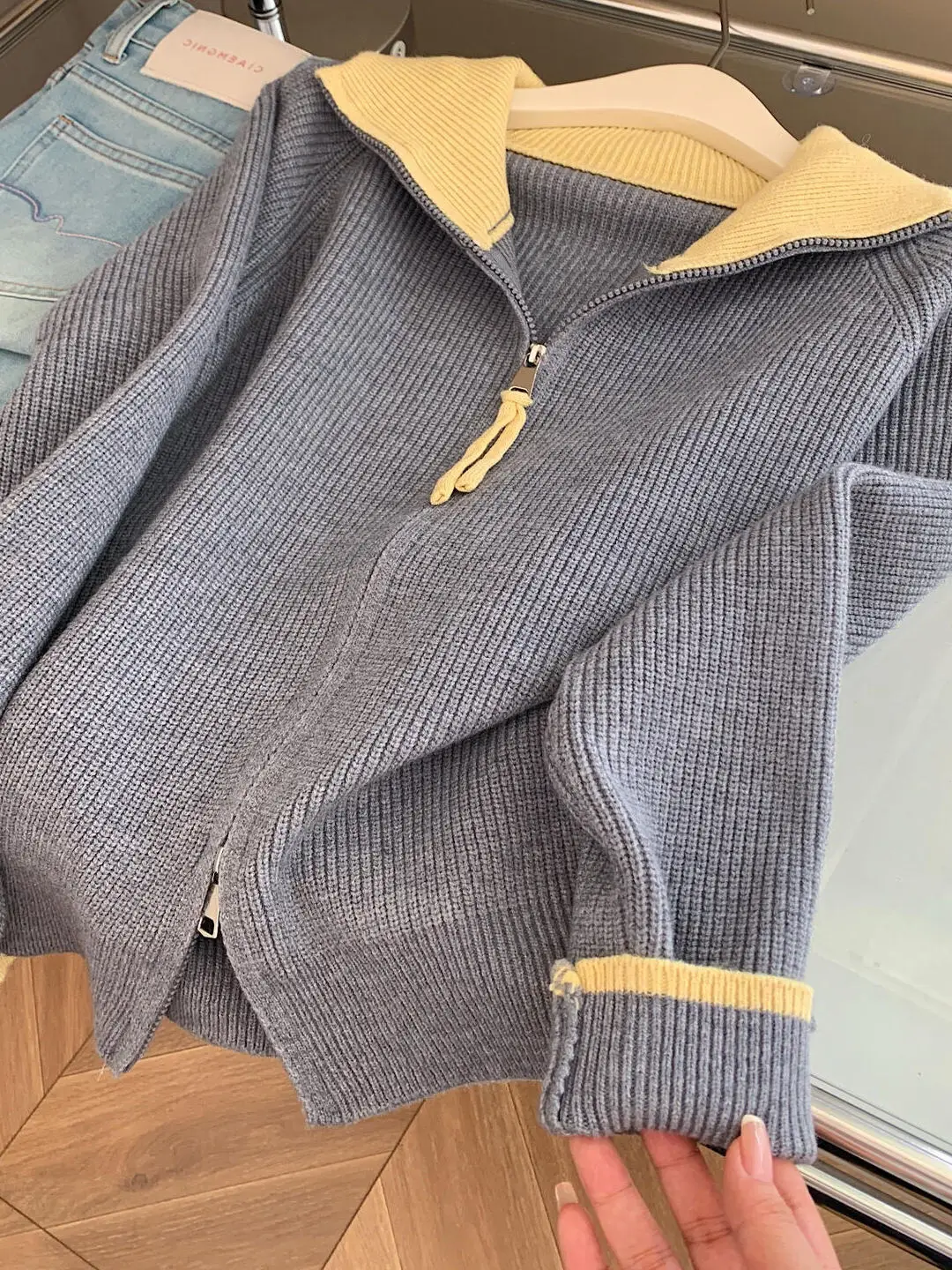 

Корейско-японский женский свитер Thiened Color Blo, повседневный вязаный кардиган большого размера, модный универсальный зимний топ