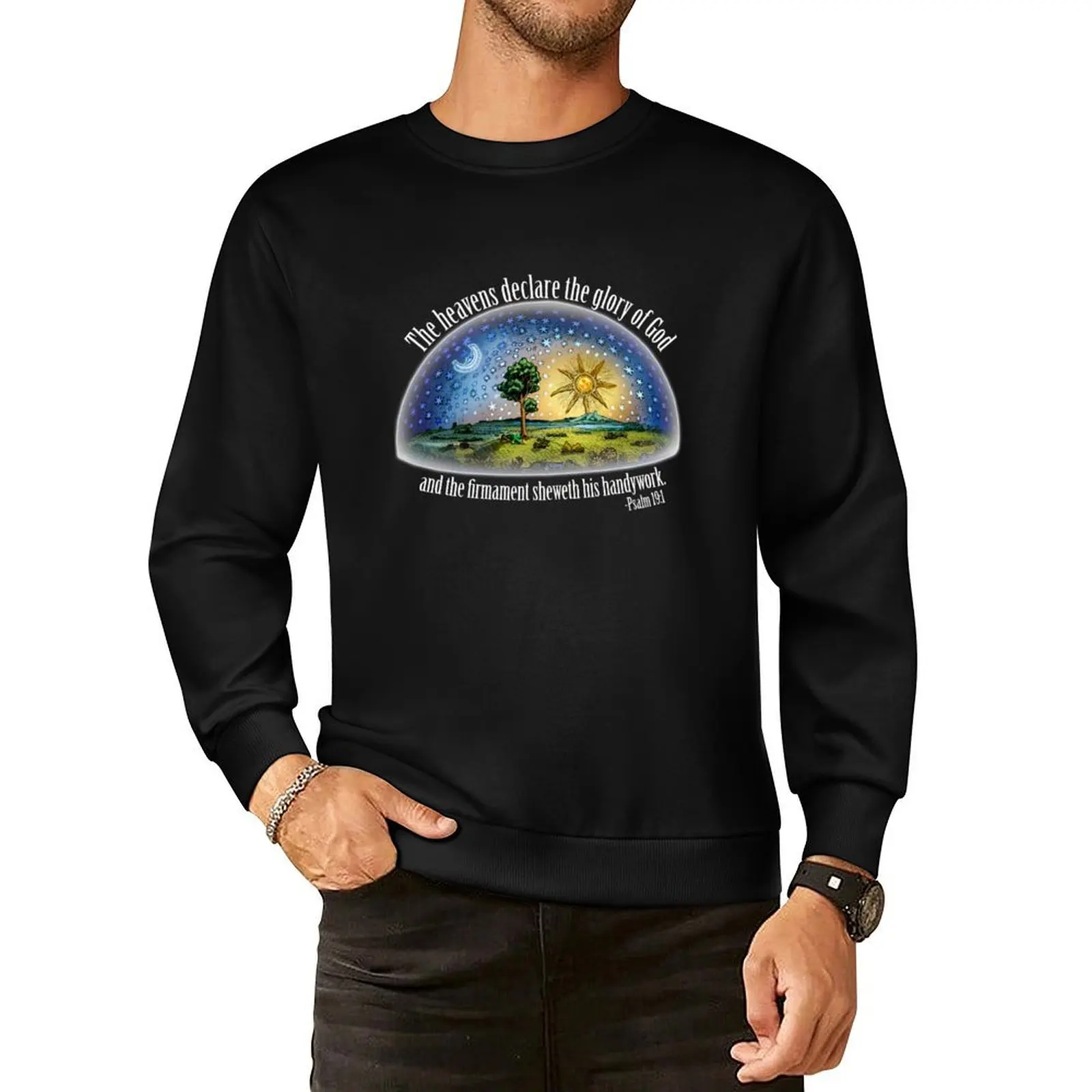 

Flat Earth - Psalm 19:1 (The Firmament) Black Pullover Hoodie streetwear men clothes for men winter clothes oversize sweatshirts