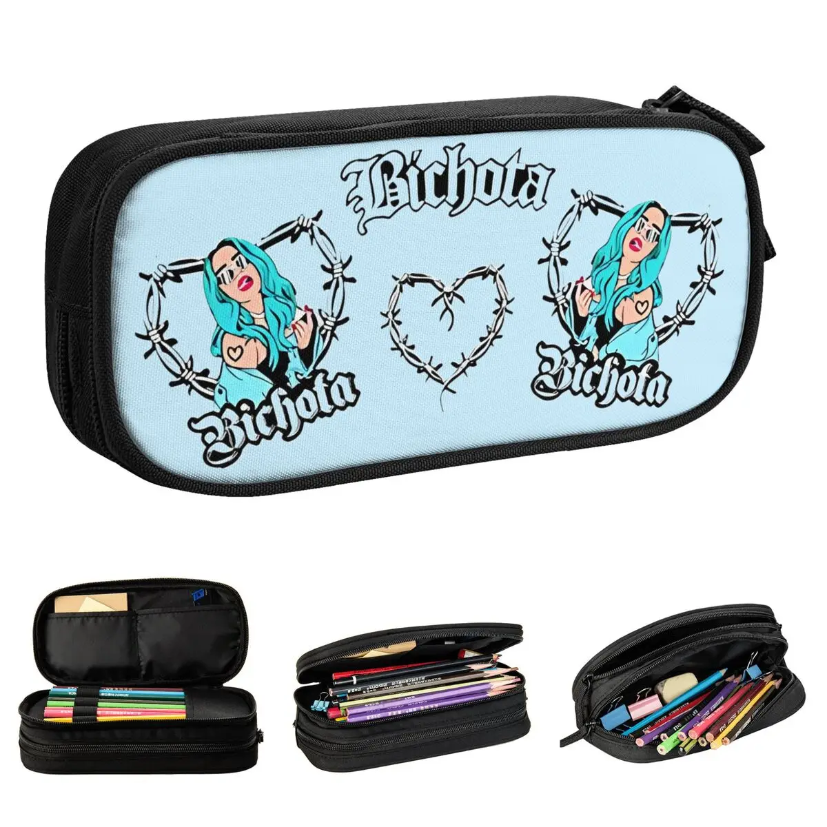 Creative Music Karol G Bichota Pencil Cases Music Pencil Box Pen Box for Girl Boy Big Capacity Bags School Supplies Stationery