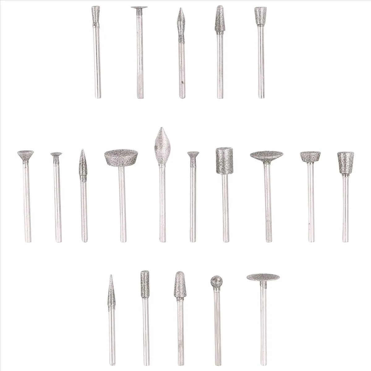 REST Stone Carving Set Diamond Burr Bits,20PCS Polishing Kits Rotary Tools Accessories with 1/8 Inch Shank for Carving