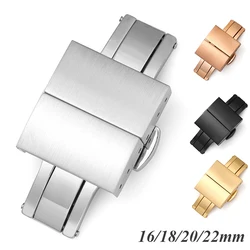 16mm 18mm 20mm 22mm Watch Clasp Folding Buckle Solid Stainless Steel Men Women Watch Buckle Double Click Butterfly Watch Button