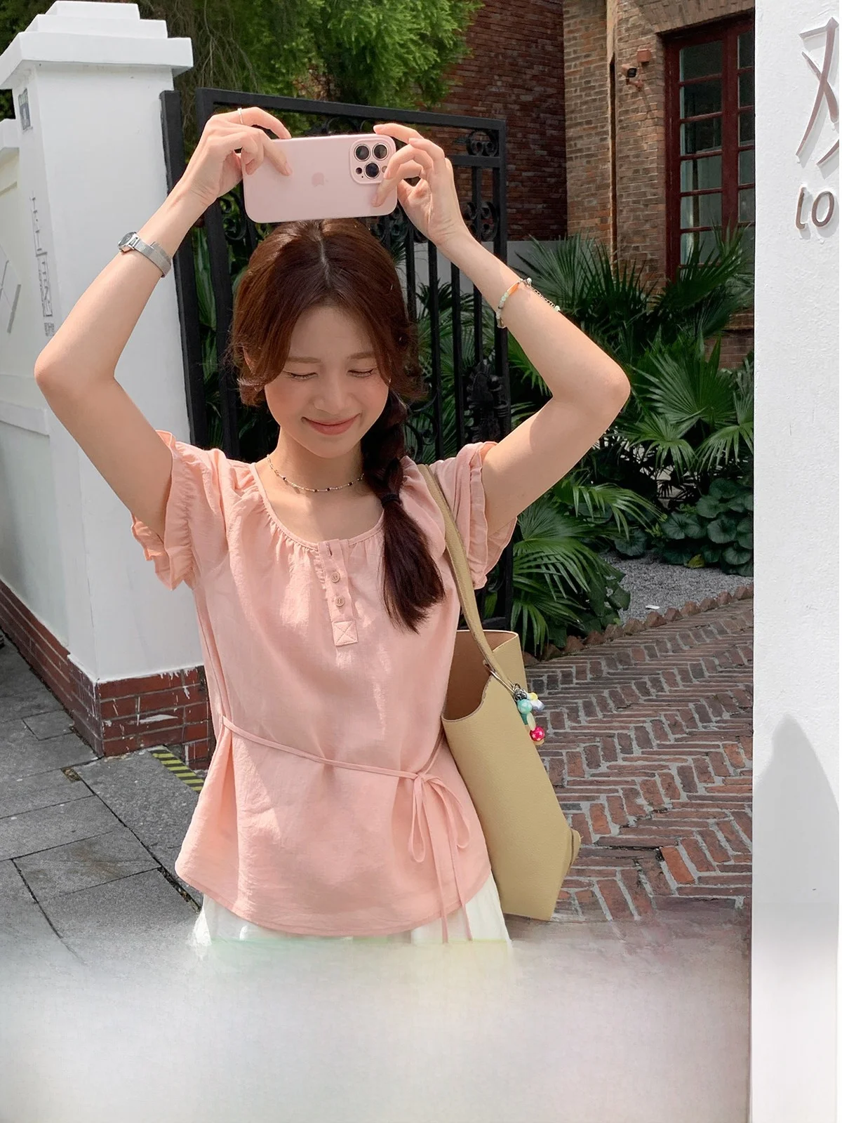 

Женская блузка Sisilyon Garden Tea Flower с нежными оборками, коротким рукавом, открытой передней частью, регулируемой талией, маленького размера, в нежном стиле