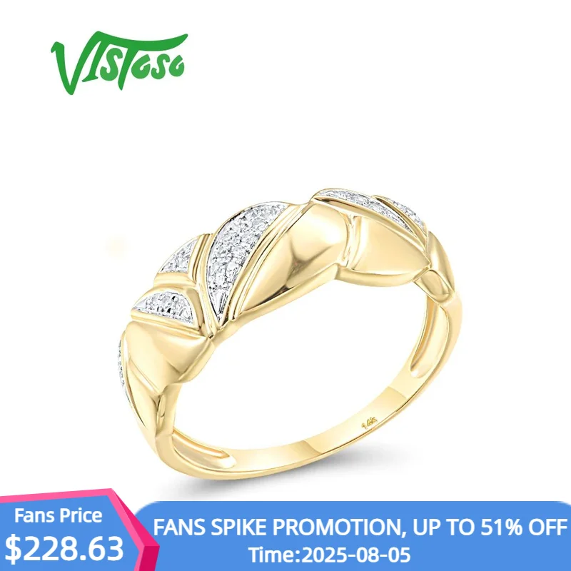 

VISTOSO Genuine 14K 585 Yellow Gold Ring For Women Sparkling Diamond Promise Wedding Anniversary Delicate Fashion Fine Jewelry