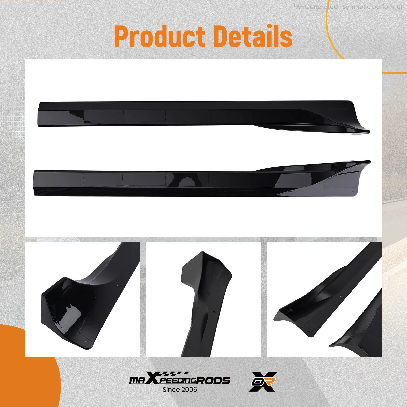 Body Kit Side Skirt Lip for Tesla Model Y 2021-2024 Black ABS Extension Panel view 5