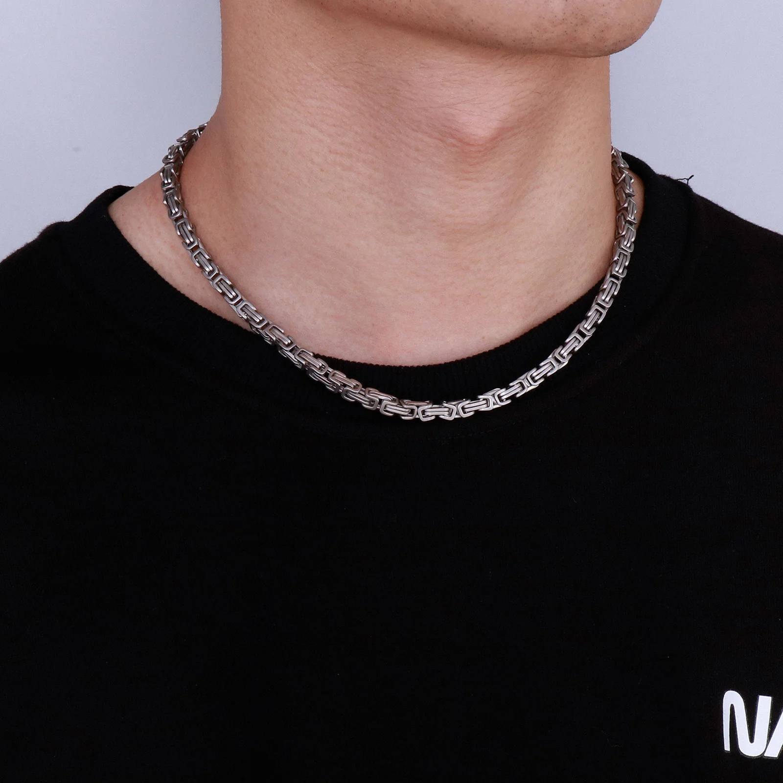 5/6/7mm Metal Ice-Cold Royal King Chain Necklace Bracelet Men Stainless Steel Solid Choker Necklaces