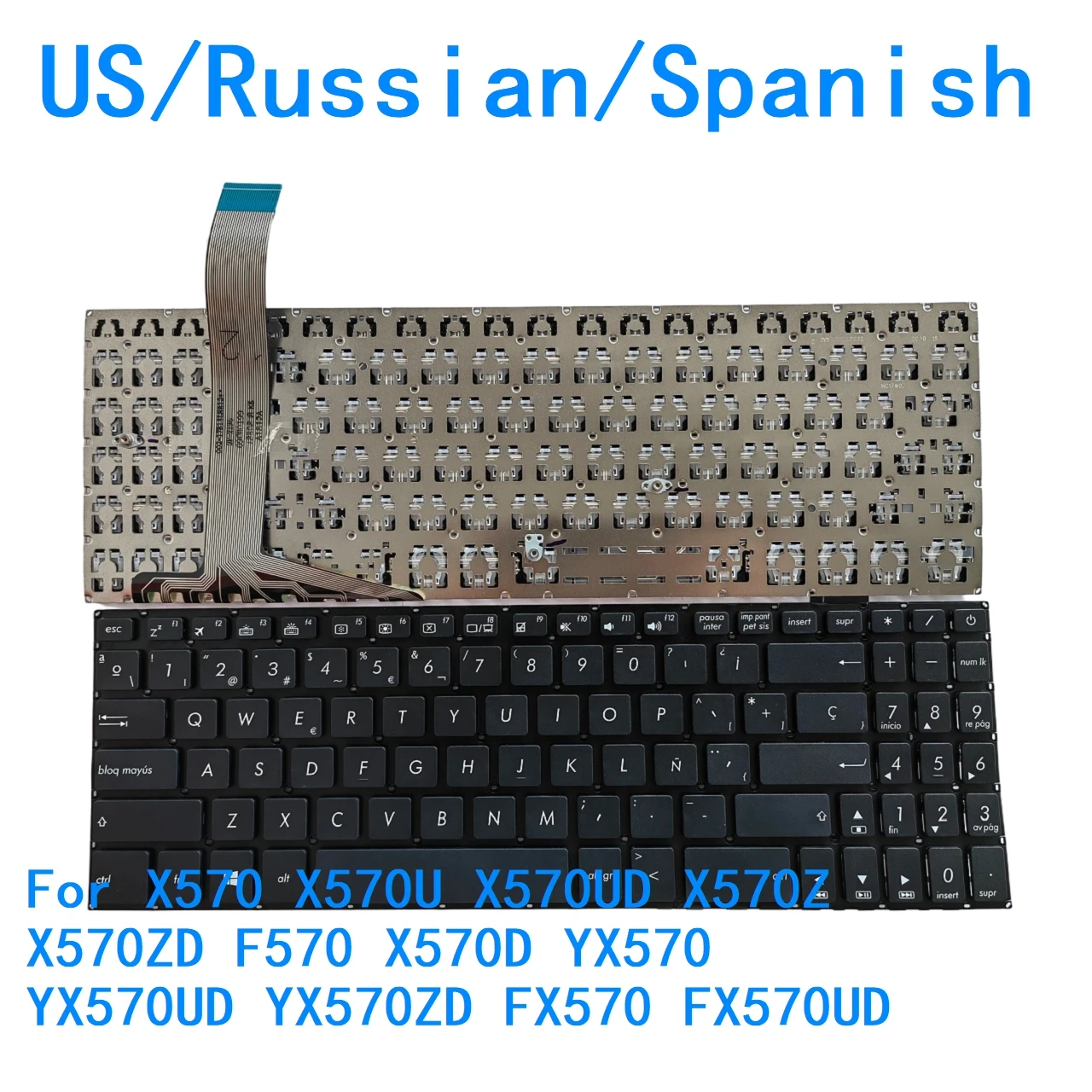 New US Russian Spanish Backlit Keyboard For ASUS X570 X570U X570UD X570Z X570ZD F570 X570D YX570 YX570UD YX570ZD FX570 FX570UD
