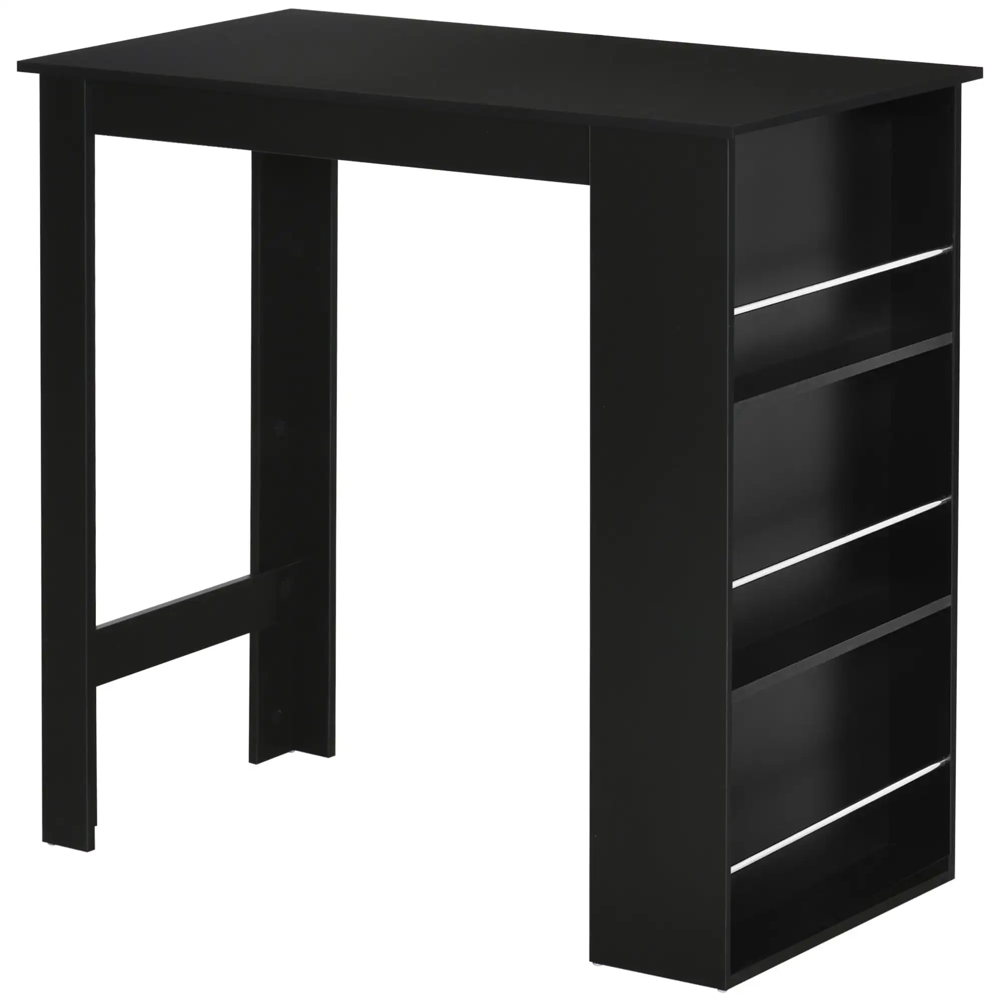 

Modern Bar Table Counter Height Dining Table with 3 Storage Shelves for Kitchen, Dining Room, Living Room, Black