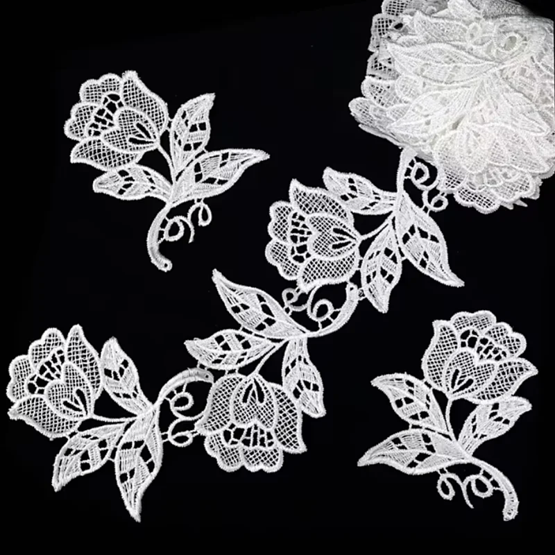2 Yard Flower Embroidery Lace Fabric Trim For Curtain Table Cloth Slipcover DIY Clothing Accessories Sewing Repair