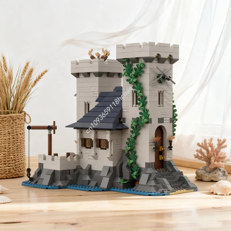 

1404 детали MOC: Модель прибрежного укрепленного поселения, строительные блоки, архитектурный конструктор, рождественский подарок, игрушка для самостоятельной сборки, креативная идея, развивающая игрушка