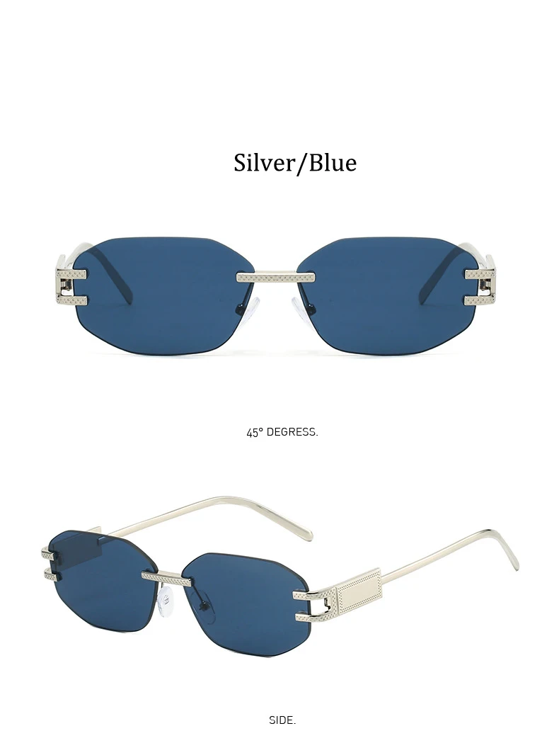 Retro Rahmenlose Sonnenbrille Frauen 2025, Neue Trendy Mode Marke Sonnenbrille Damen Hohe Qualität Klassische Männer Luxus Brillen UV400 – Detail 10