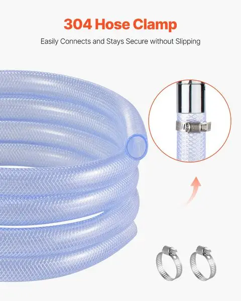 Braided Clear Vinyl Tubing 3/4' ID x 19/20' OD 10FT Plastic PVC Tubing