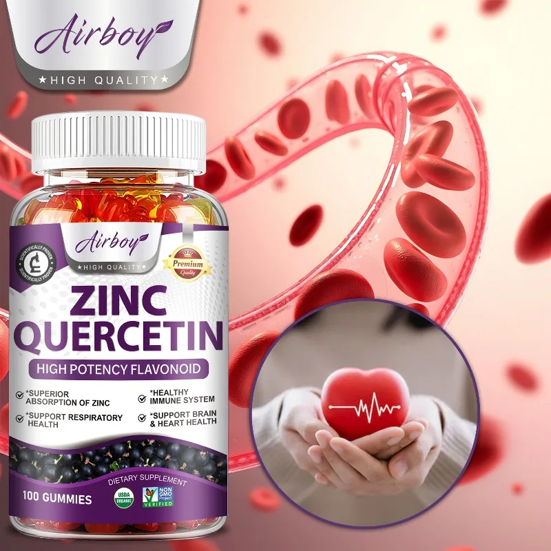 

Zinc Quercetin Gummies - Immune System Support, Respiratory Health & Antioxidants
